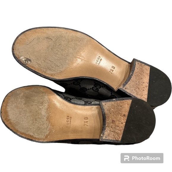 Vintage Authentic Gucci original GG logo printed loafers horse bit buckle 7.5 - Picture 6 of 7